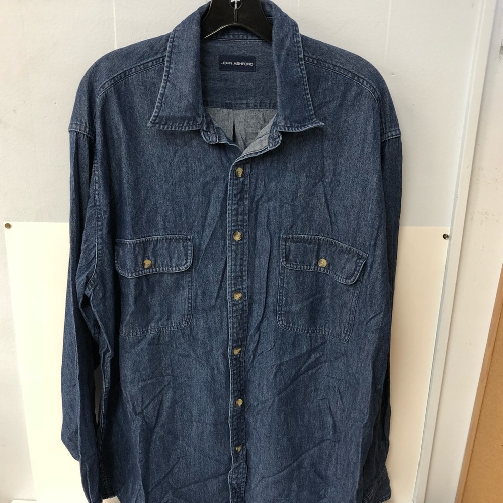 John ashford shirt men size XL 100%cotton blue